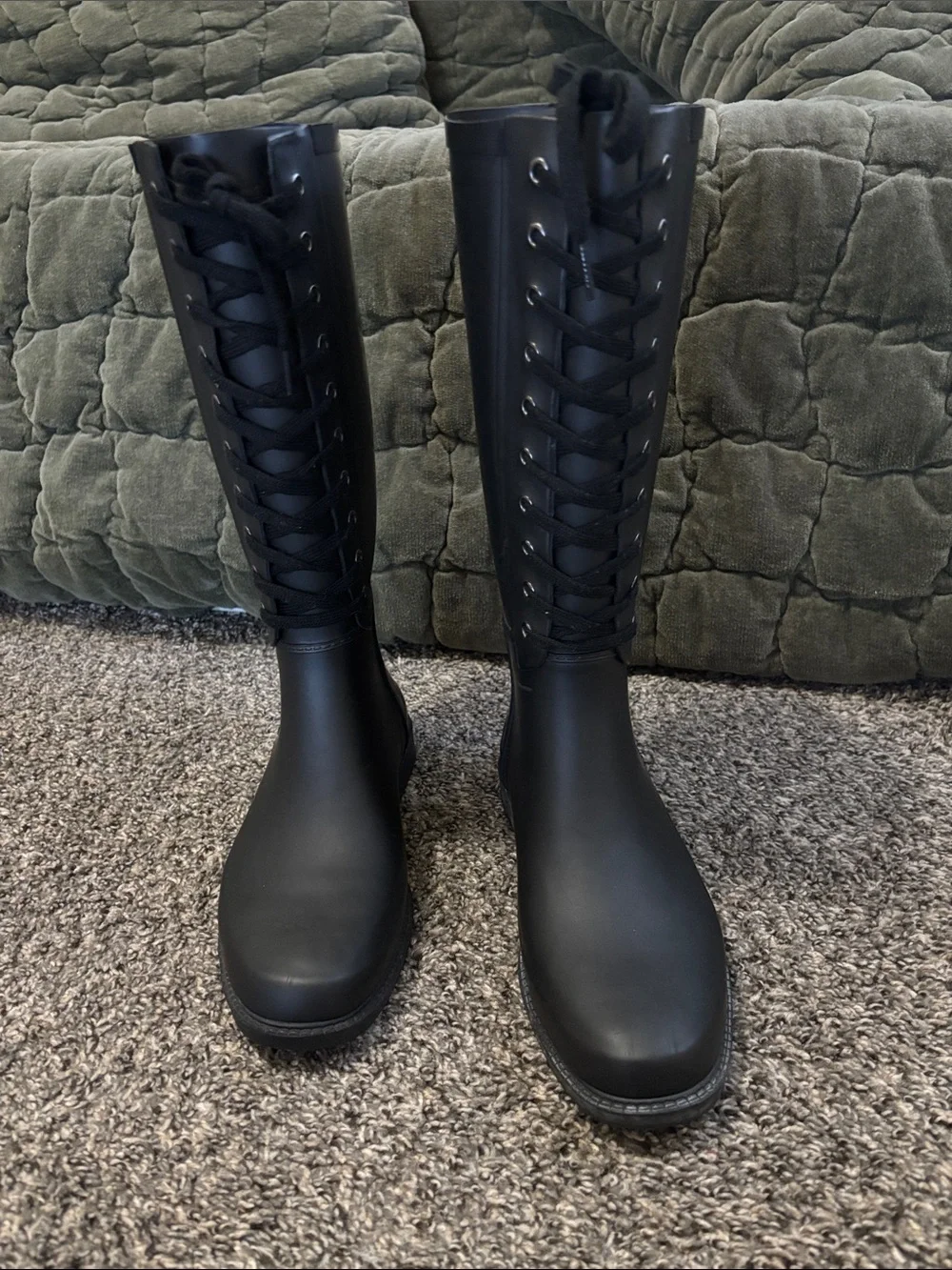 Merona rubber tall black rain boots Women 10 good condition Target fall spring